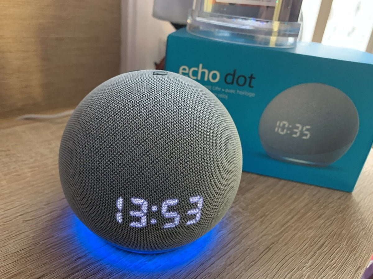 Assistant vocal  Echo Dot 5 avec Horloge Bleu gris