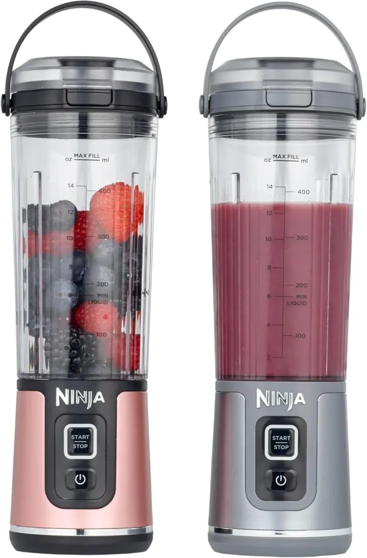 Blender portable sans fil Ninja Blast – Argent métallisé & Rose