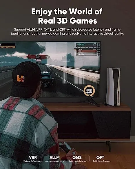 Câble HDMI 2.1 3M JSAUX – Highspeed 48Gbps pour 8K@60Hz, 4K@120Hz, eARC, HDR10+, Dolby Vision – Idéal pour PS5, PS4 Pro, TV UHD et Projecteurs — photo 4