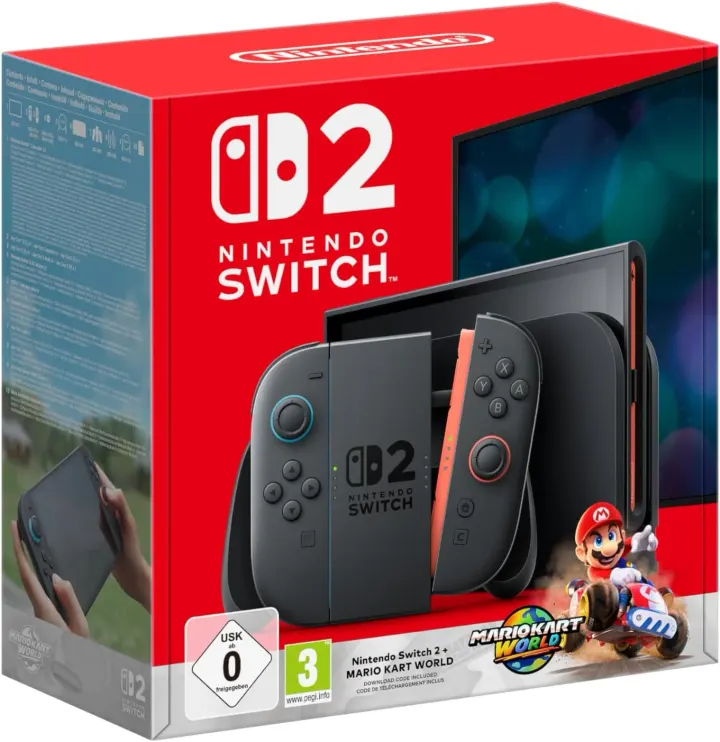 Console Nintendo Switch 2 – Bleu Clair & Rouge Clair + Mario Kart World (Code)