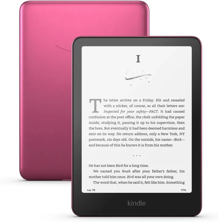 Amazon Kindle Paperwhite Signature Edition 32GB (newest model) – 20% faster with auto-adjusting front light, wireless charging, and weeks of battery life – Metallic Raspberry