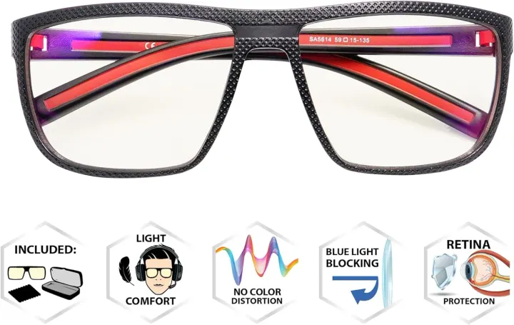 Lunettes Gaming anti-rayons bleus Subsonic Raiden Noir et rouge — photo 2