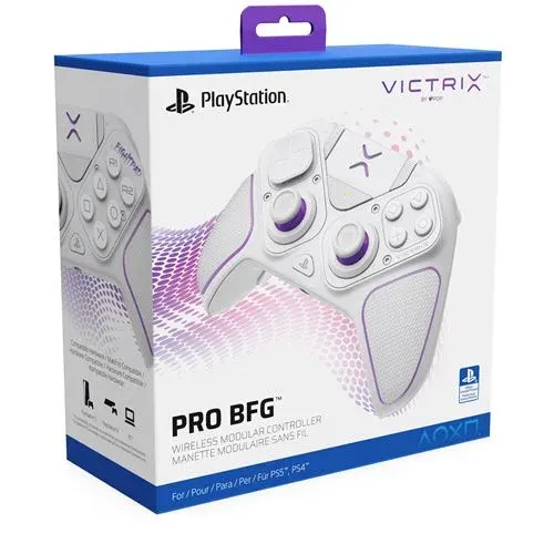 Manette sans fil Pdp Victrix Pro BFG pour PS5 PS4 et PC Blanc