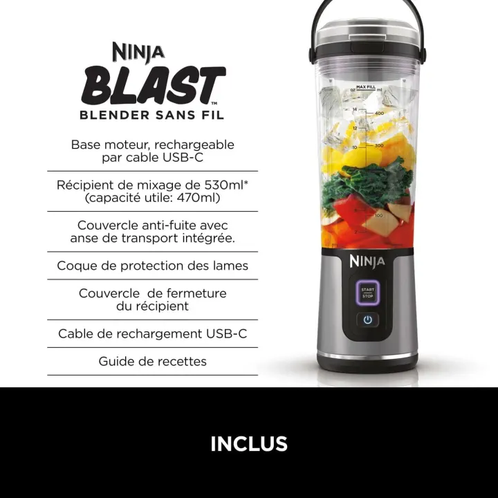 Blender Portable Ninja Blast Blender BC151EUBK – 530 ml Noir — photo 2