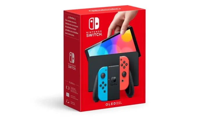 Console Nintendo Switch « OLED » avec Manettes Joy-Con Bleu Néon/Rouge Néon