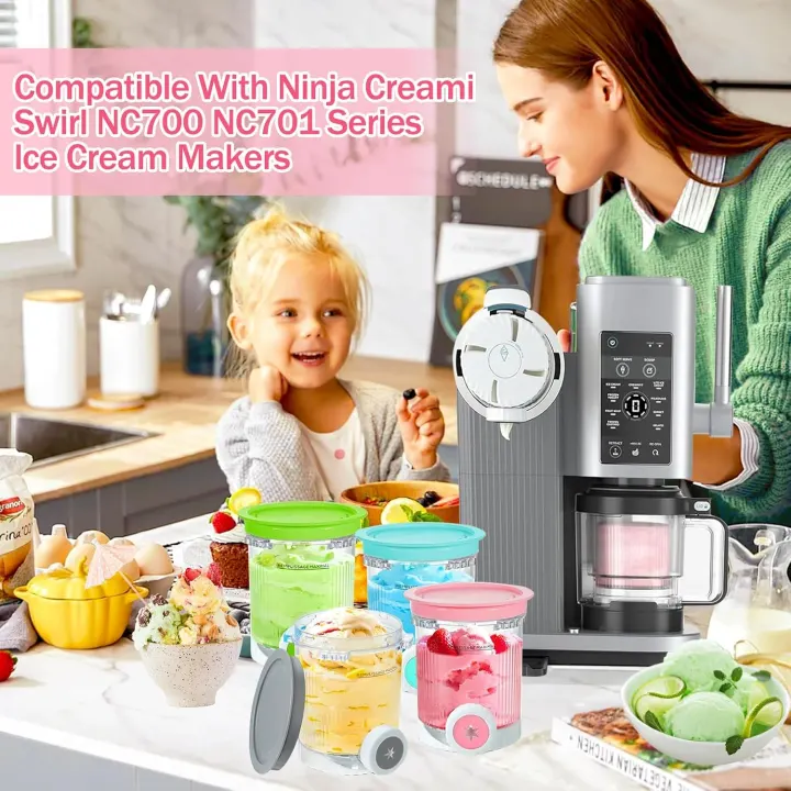 Pack de 4 Pots de Rechange Compatibles Ninja Swirl by CREAMi (Série NC700 / NC701EU) – Cuves sans BPA avec Couvercles (Non fabriqués par Ninja) — photo 4