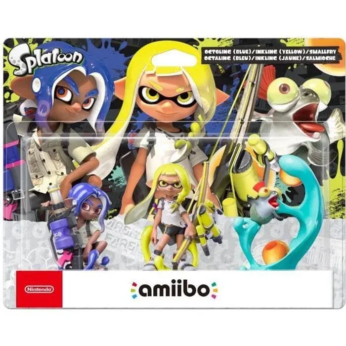 Pack Amiibo – Collection Splatoon 3 – Octaling (Bleu) + Inkling (Jaune) + Salmioche