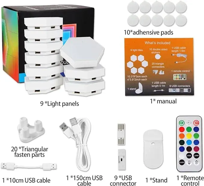6Pcs Home RGB LED Quantum Hexagon Touch Sensor Wall Led Honeycomb — photo 4