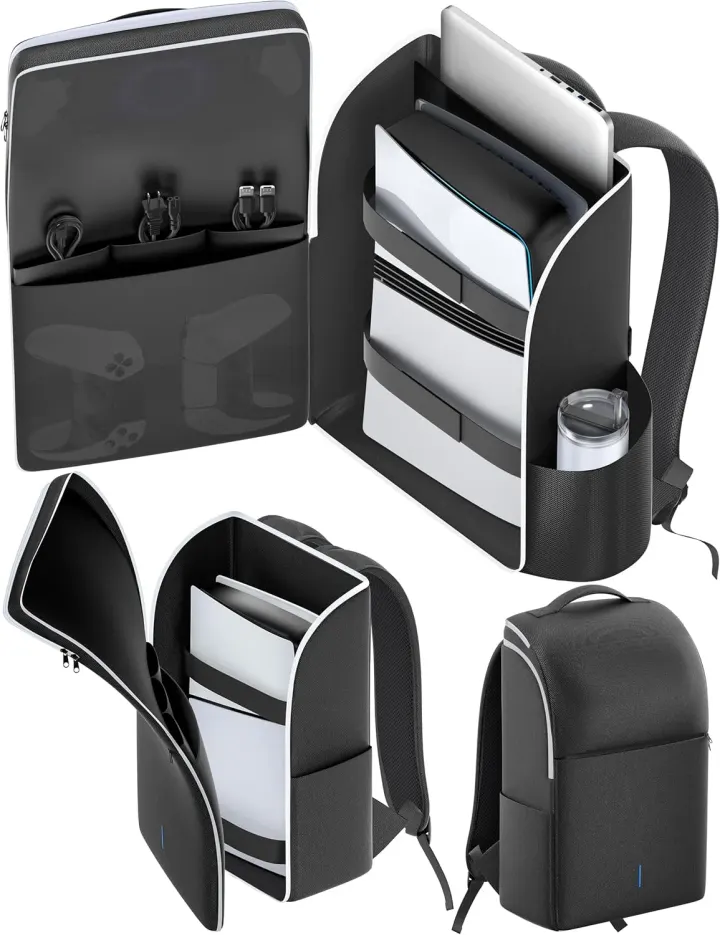 Sac à Dos de Transport PS5, PS5 Slim & PS5 Pro – Rangement Grande Capacité Console, Manettes, PS Portal & PC Portable