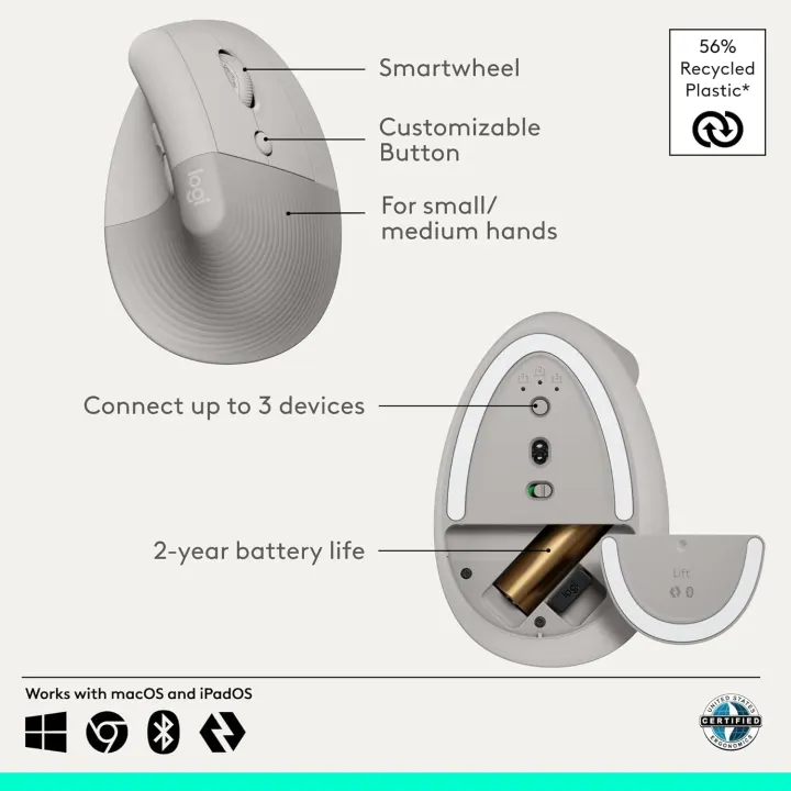 Souris Ergonomique Verticale Logitech Lift Vertical Ergonomic Mouse Sans Fil — photo 6