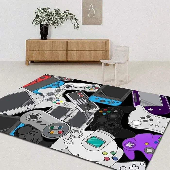 Tapis avec Motifs de Jeu Vidéo-120x160cm, Antidérapant