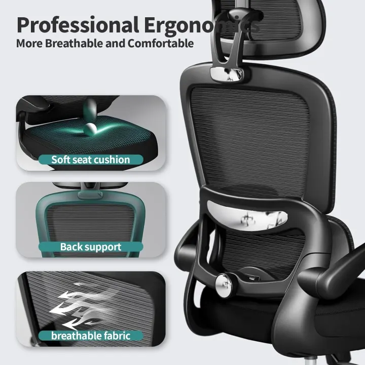Tralt Office Chair Mesh Office Chair with Wheels Ergonomic Office Chair Adjustable Height Swivel Chair Work Chair (Black) — photo 4