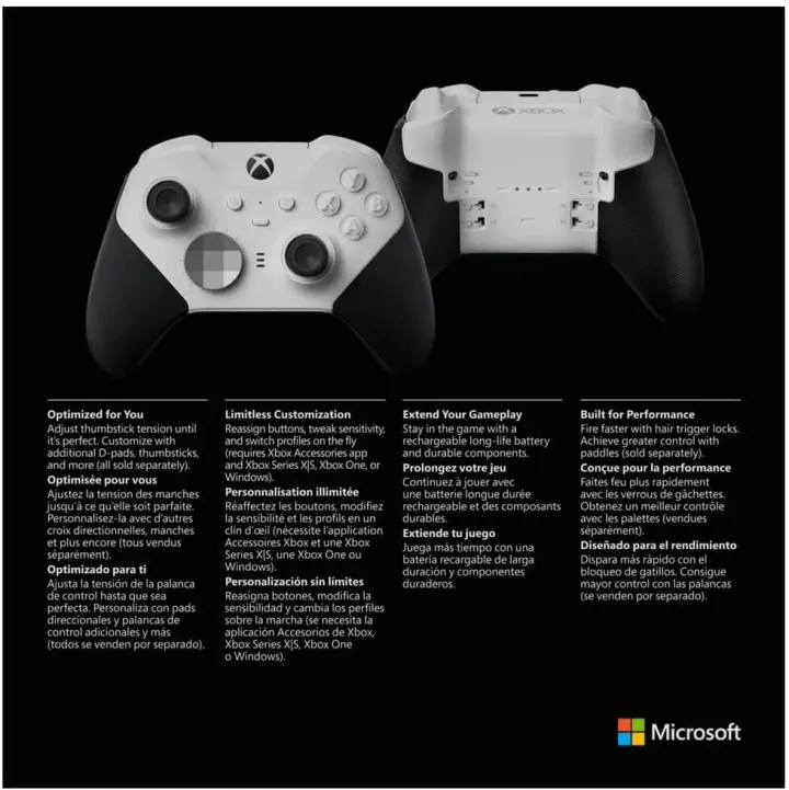 Xbox Manette sans fil Elite Series 2 – Core (Blanc) — photo 4
