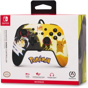 Manette Câblée Améliorée PowerA pour Nintendo Switch, Pokémon: Pikachu vs. Meowth