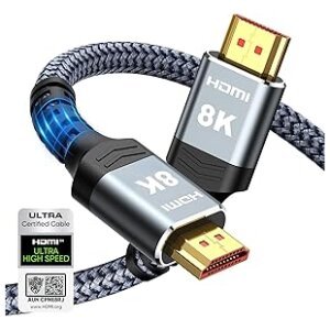 Câble HDMI 2.1 3M JSAUX – Highspeed 48Gbps pour 8K@60Hz, 4K@120Hz, eARC, HDR10+, Dolby Vision – Idéal pour PS5, PS4 Pro, TV UHD et Projecteurs