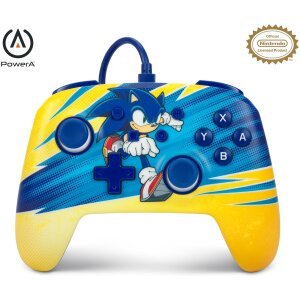 Manette filaire ameliorée PowerA Sonic Boost pour Nintendo Switch Jaune bleu
