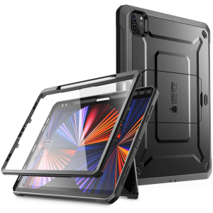 SUPCASE Coque pour iPad Pro 12,9'' (2021/2020) 5e / 4e Gén, Protection Intégrale avec Protecteur d'écran Intégré et Béquille [Unicorn Beetle Pro] Compatible avec Chargement Apple Pencil (Noir)