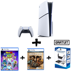 Playstation 5 1tb lecteur cd +Dragon Ball Sparking  ZERO + Uncharted: Legacy of Thieves + CHARGER