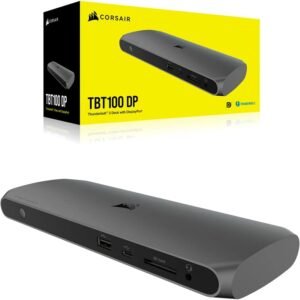 Corsair TBT100 DP Thunderbolt 3 Dock avec DisplayPort - 2 Ports DisplayPort 1.4 Jusqu’à 4K60-2 Ports USB Type-C 10 Gbps - 3 Ports USB Type-A 5 Gbps