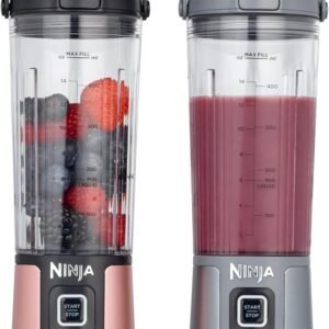 Blender portable sans fil Ninja Blast – Argent métallisé & Rose