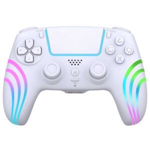 Manette Sans Fil Alpha Omega Players PS4 & PC Rainbow LED Blanc