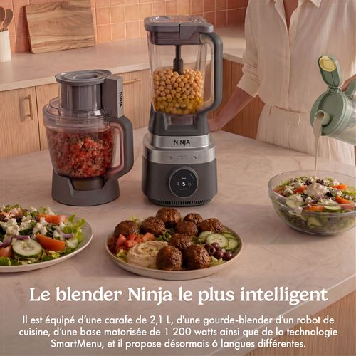 Blender Multifonction 3-en-1 Ninja CrushBOSS 1200W Noir (LB401EUBK) – Hachoir, Robot & Gourde Nomade — photo 2
