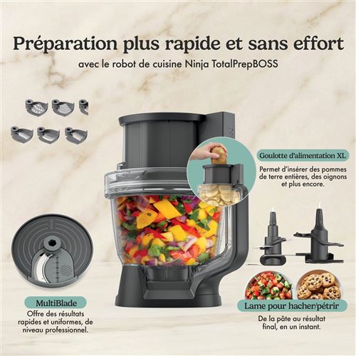 Blender Multifonction 3-en-1 Ninja CrushBOSS 1200W Noir (LB401EUBK) – Hachoir, Robot & Gourde Nomade — photo 8